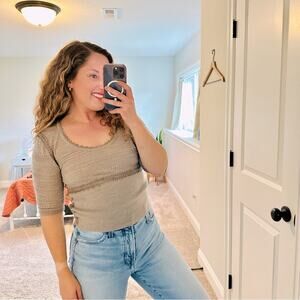 SEA New York Taupe Tan Brown Merino Wool Sweater Knit Top XS